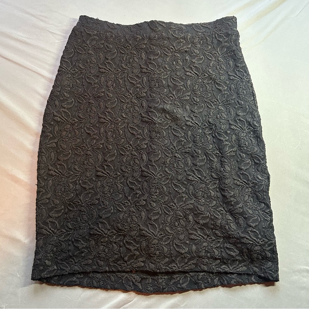 Motel Rocks Women’s Black Lace Pencil Skirt With Back Zip Size Large